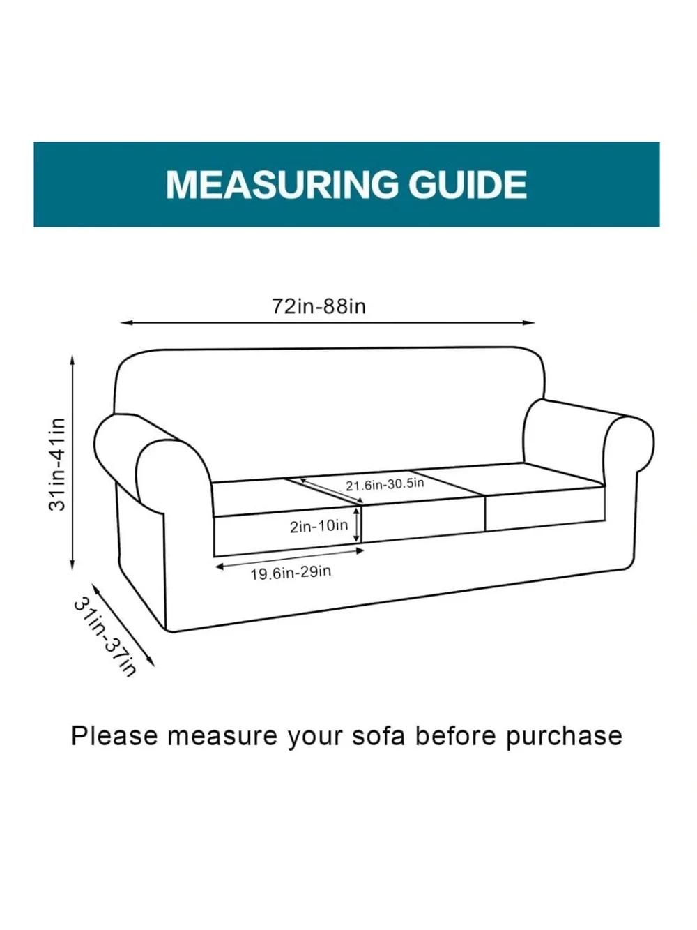 Pet-Friendly Sofa Slipcover Large (3-Cushion) - Porcelain - Picture 10 of 16